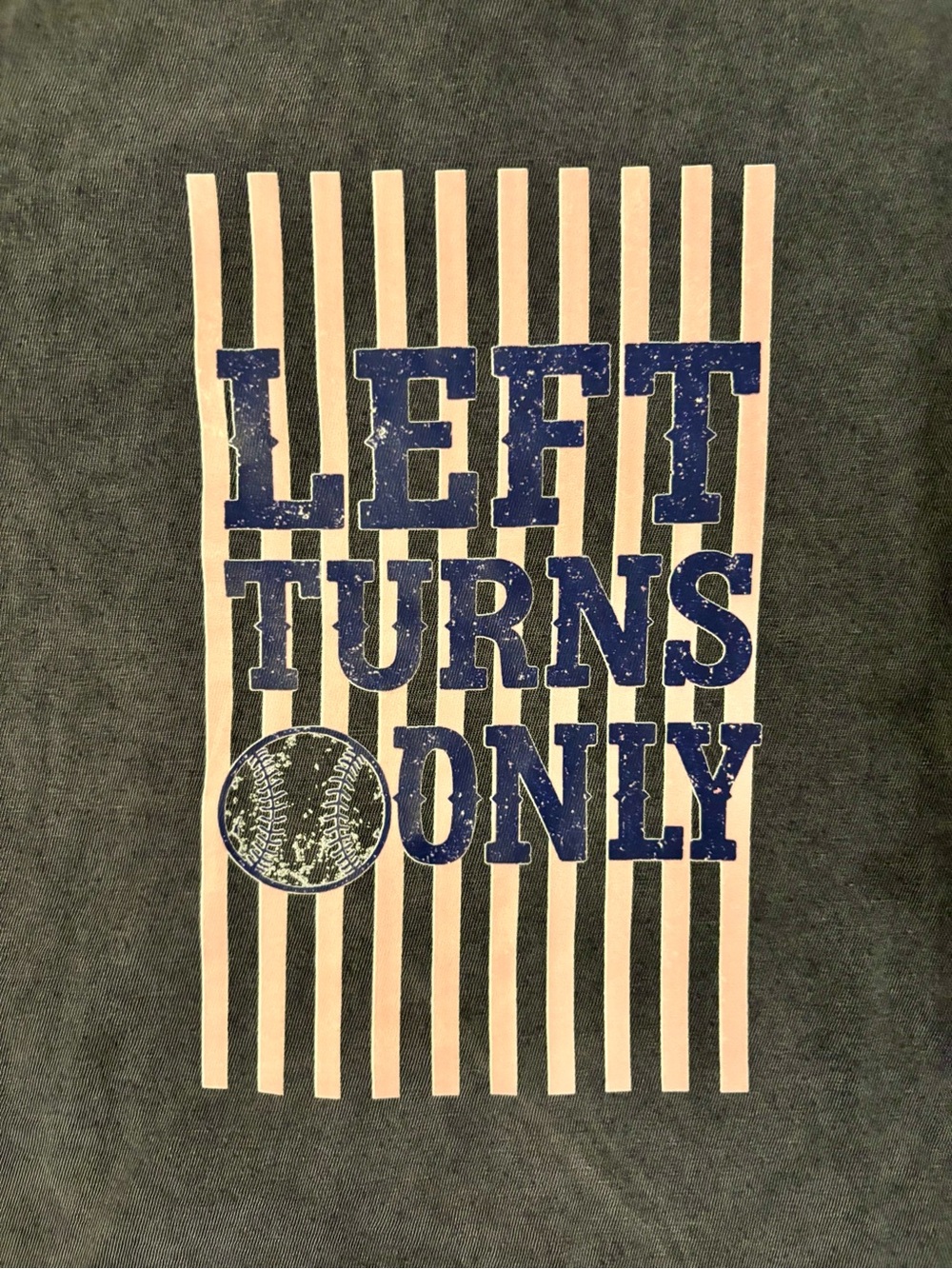 NEW Left Turns Only Baseball Graphic Tee Lane Seven Medium Vintage Navy Cust